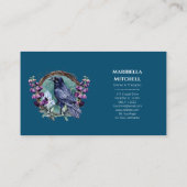 Purple Flowers Celestial Raven Crystals Wreath Visitenkarte (Rückseite)