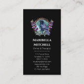 Purple Flowers Celestial Raven Crystals Wreath Visitenkarte (Rückseite)