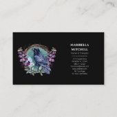 Purple Flowers Celestial Raven Crystals Wreath Visitenkarte (Rückseite)