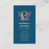 Purple Flowers Celestial Raven Crystals Wreath Visitenkarte (Rückseite)
