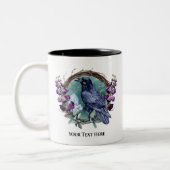 Purple Flowers Celestial Raven Crystals Wreath Zweifarbige Tasse (Links)