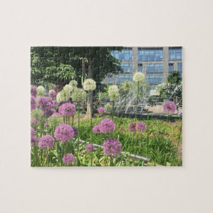 Purple Flowers Columbus Circle NYC New York City Puzzle