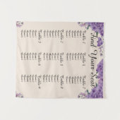 Purple Flowers Cream Find Your Seat Wedding Seatin Wandteppich (Vorderseite (Horizontal))