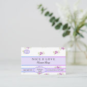 Purple Flowers Custom Shop Business Card Visitenkarte (Stehend Vorderseite)