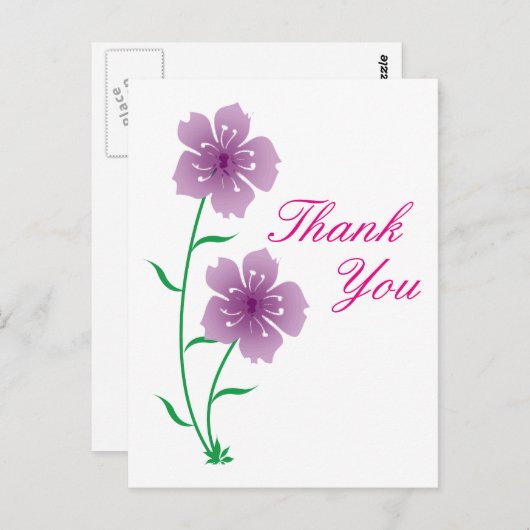 Purple Flowers Danke Postkarte (Vorne/Hinten)