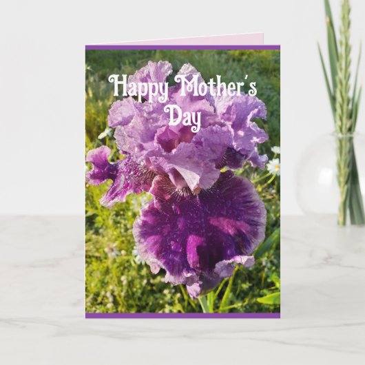 Purple Flowers Floral Iris Irises Mütter Day Card Karte (Vorderseite)