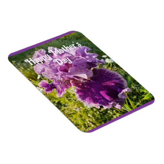 Purple Flowers Floral Iris Irises Mütter Day Card Magnet (Rechte Seite)