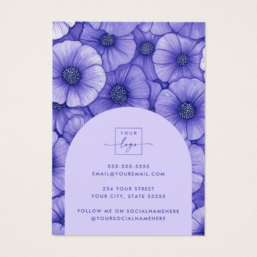 Purple flowers floral pattern earring display card (Rückseite)