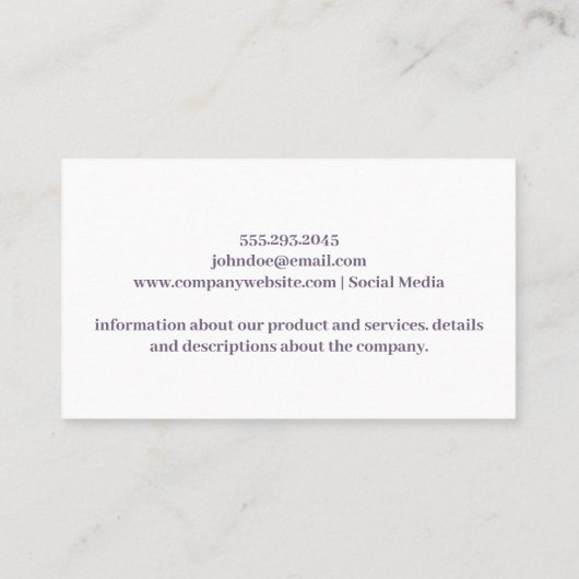 Purple Flowers Foliage | Wasserfarbe Visitenkarte (Rückseite)