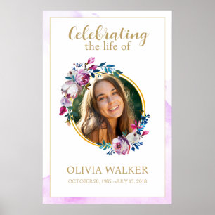 Purple Flowers Foto Beerdigung Memorial Sign Poster