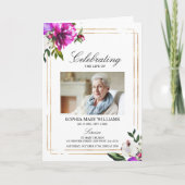 Purple Flowers Foto Memorial Beerdigung Programme (Vorderseite)