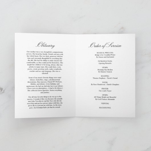 Purple Flowers Foto Memorial Beerdigung Programme (Innenseite)