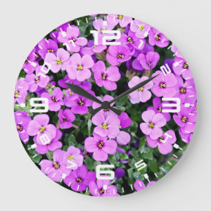 Purple Flowers Garden Große Wanduhr