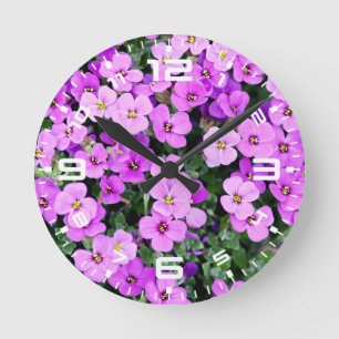 Purple Flowers Garden Runde Wanduhr