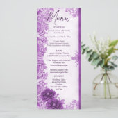 Purple Flowers Geblüht Wedding Menu Menükarte (Stehend Vorderseite)