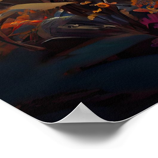 Purple Flowers & Glows Robot Poster (Ecke)