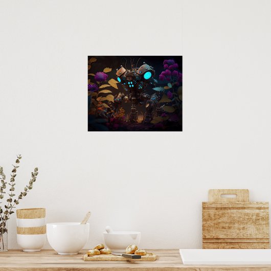 Purple Flowers & Glows Robot Poster (Küche)