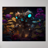 Purple Flowers & Glows Robot Poster (Vorne)