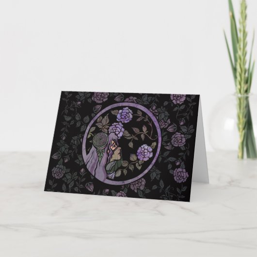 Purple Flowers Goddess Karte (Vorderseite)