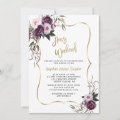 Purple Flowers Gold Hens Bachelorette Wochenende Einladung (Vorderseite)