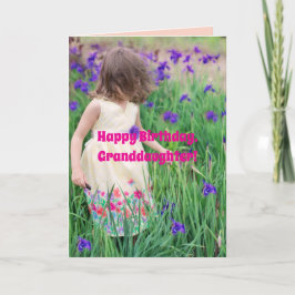 PURPLE FLOWERS GRANDDAUGHTER BIRTHDAY CARD DANKESKARTE