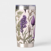 Purple Flowers Grüne Botanische Monogramm Thermobecher (Rückseite)