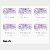 Purple Flowers - Hochzeit Herzlich willkommen Quadratischer Aufkleber (Blatt)