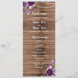 Purple Flowers Hochzeitsprogramm Holz Rustikale Bl Programm
