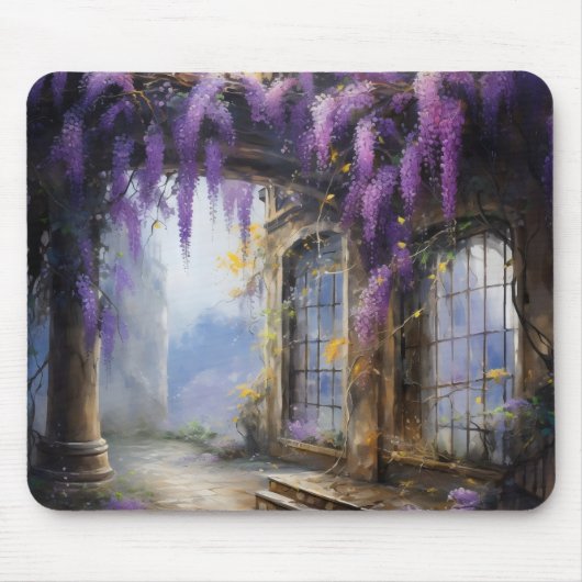 Purple Flowers House Mousepad (Vorne)