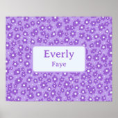 Purple Flowers Individuelle Name Kinder Kinderzimm Poster (Vorne)