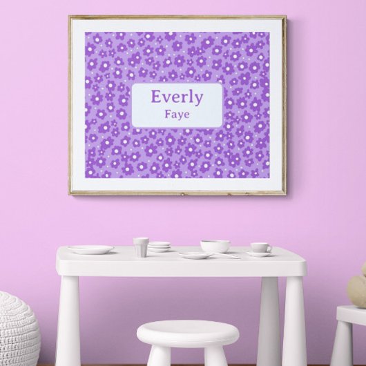 Purple Flowers Individuelle Name Kinder Kinderzimm Poster