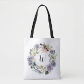 Purple Flowers Kleider Monogram Tote Bag Tasche (Vorderseite)