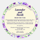 Purple Flowers Kosmetik Jar Label Runder Aufkleber (Vorderseite)