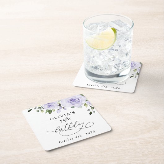 Purple Flowers, Lilac Flowers, Boho, Birthday Rechteckiger Pappuntersetzer (Vor Ort)