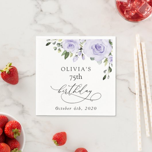 Purple Flowers, Lilac Flowers, Boho, Birthday Serviette (Beispiel)