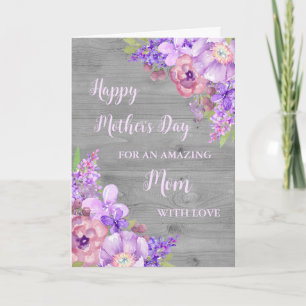 Purple Flowers Mama Happy Mother Day Card Karte
