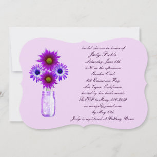 Purple Flowers Mason Jar Bridal Dusche Einladung