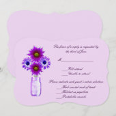 Purple Flowers Mason Jar Response Card Einladung (Vorne/Hinten)