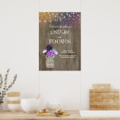 Purple Flowers Mason Jar Rustic Wedding Willkommen Poster (Küche)