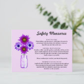 Purple Flowers Mason Jar Sicherheitsmaßnahmen Begleitkarte (Stehend Vorderseite)