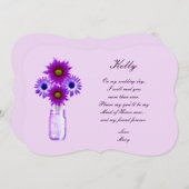 Purple Flowers Mason Jar Trauzeugin Card Einladung (Vorne/Hinten)