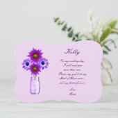 Purple Flowers Mason Jar Trauzeugin Card Einladung (Stehend Vorderseite)