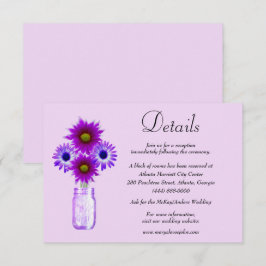Purple Flowers Mason Jar Wedding Details Begleitkarte