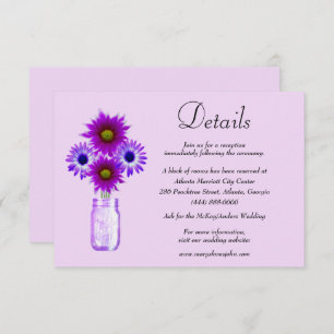 Purple Flowers Mason Jar Wedding Details Begleitkarte