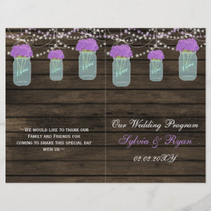 Purple Flowers Mason Jars Barn Wood Wedding