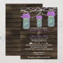 Purple Flowers Mason Jars Barn Wood Wedding