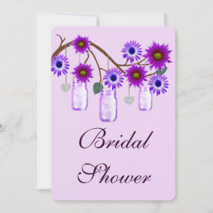 Purple Flowers Mason Jars Bridal Dusche Einladung