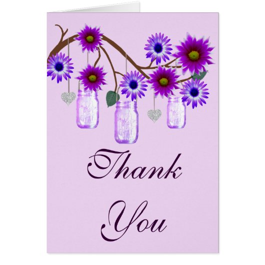Purple Flowers Mason Jars Danke Karte (Vorne)
