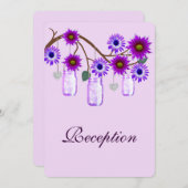 Purple Flowers Mason Jars Empfang Card Einladung (Vorne/Hinten)