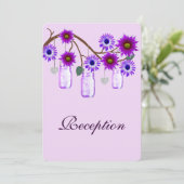 Purple Flowers Mason Jars Empfang Card Einladung (Stehend Vorderseite)